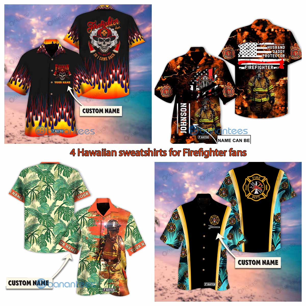 4 Hawaiian sweatshirts for Firefighter fans