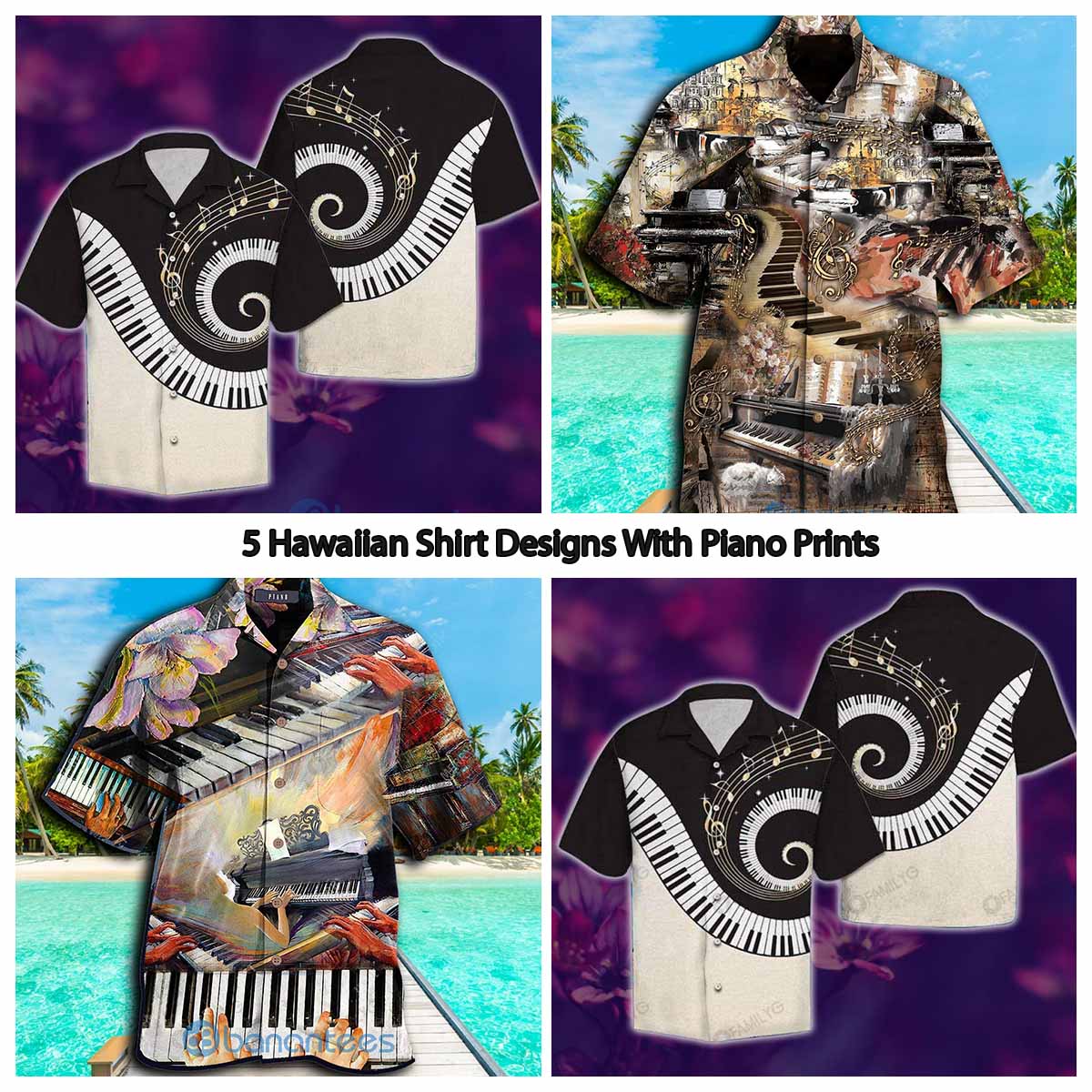 5 Hawaiian Shirt Designs With Piano Prints