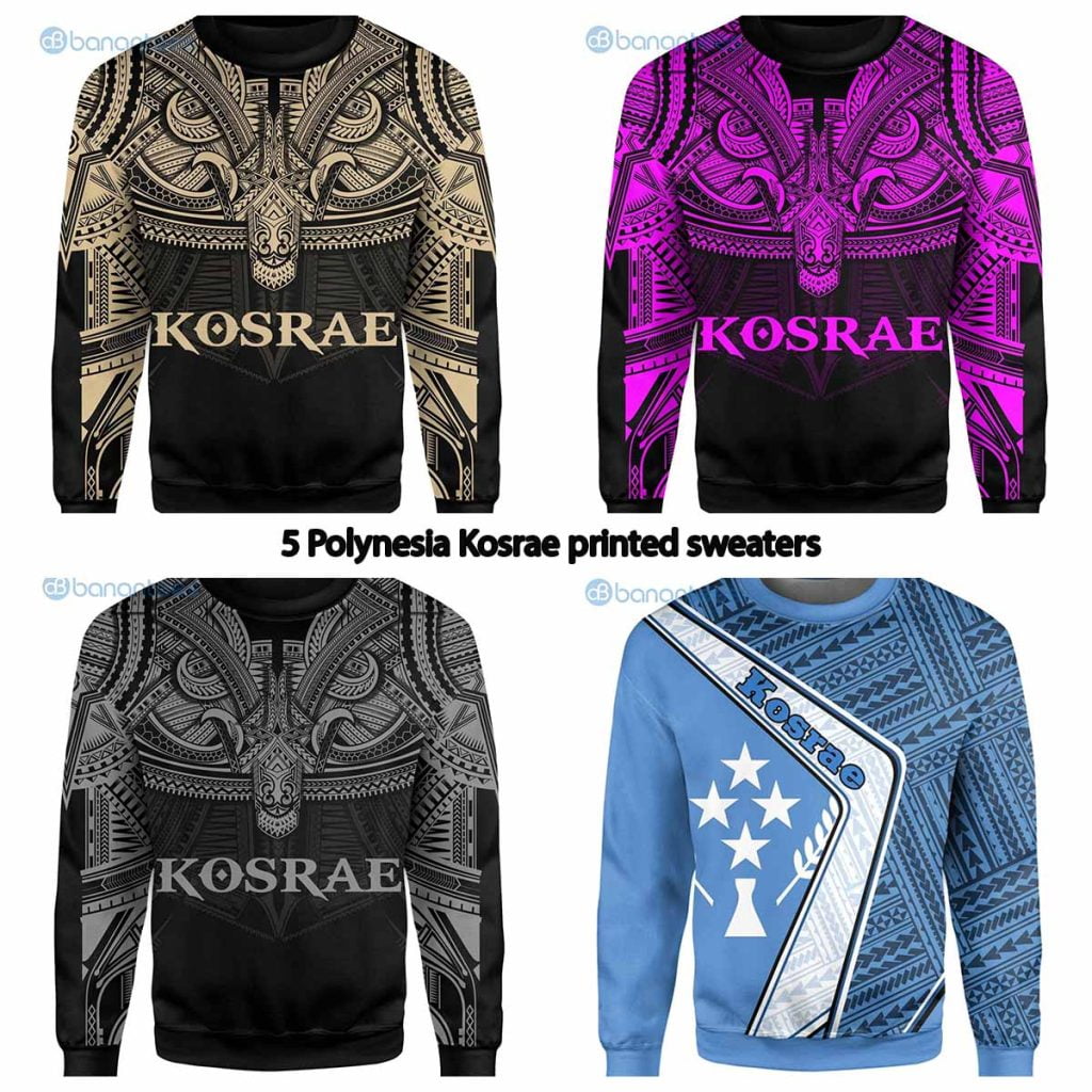 5 Polynesia Kosrae printed sweaters