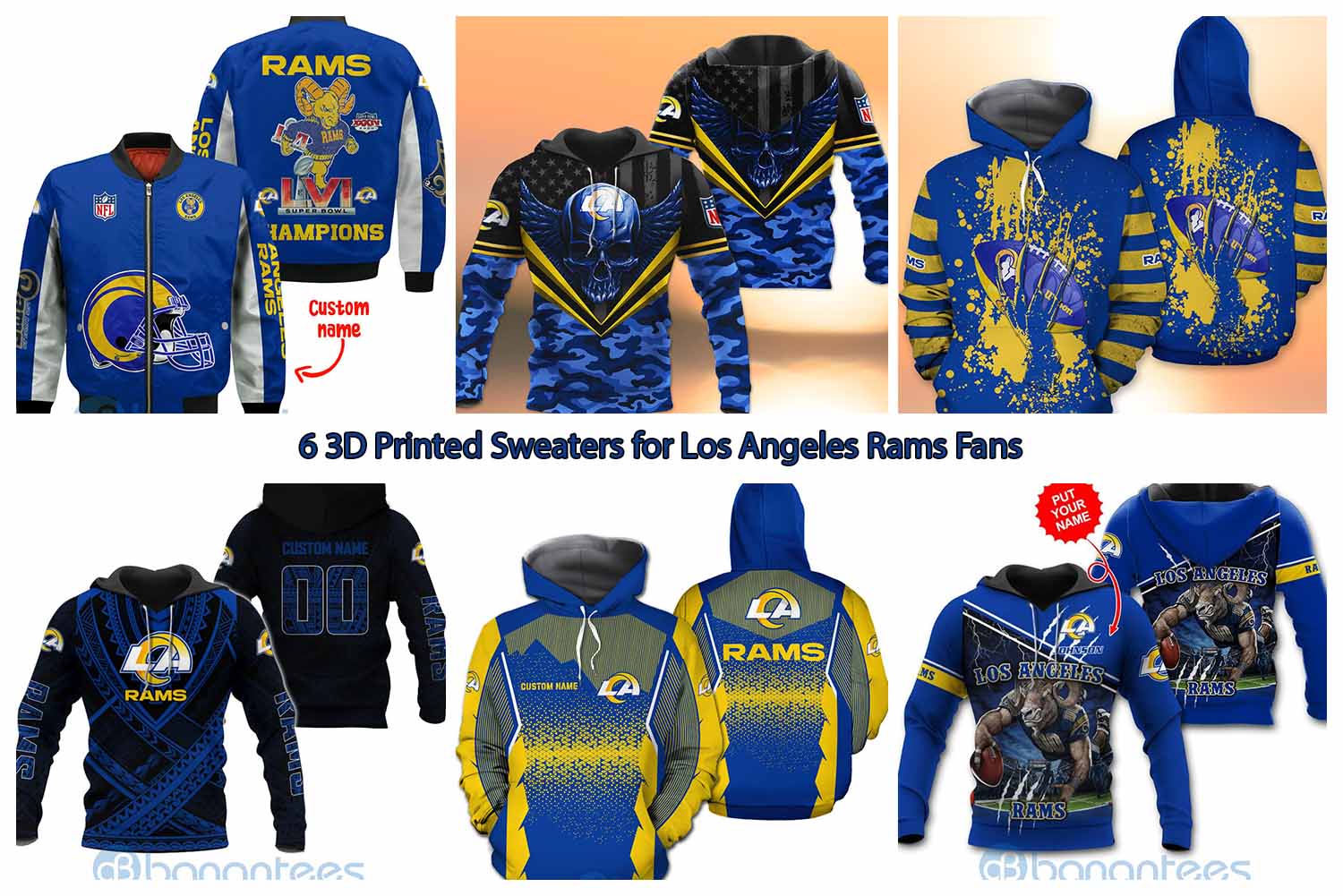 6 3D Printed Sweaters for Los Angeles Rams Fans