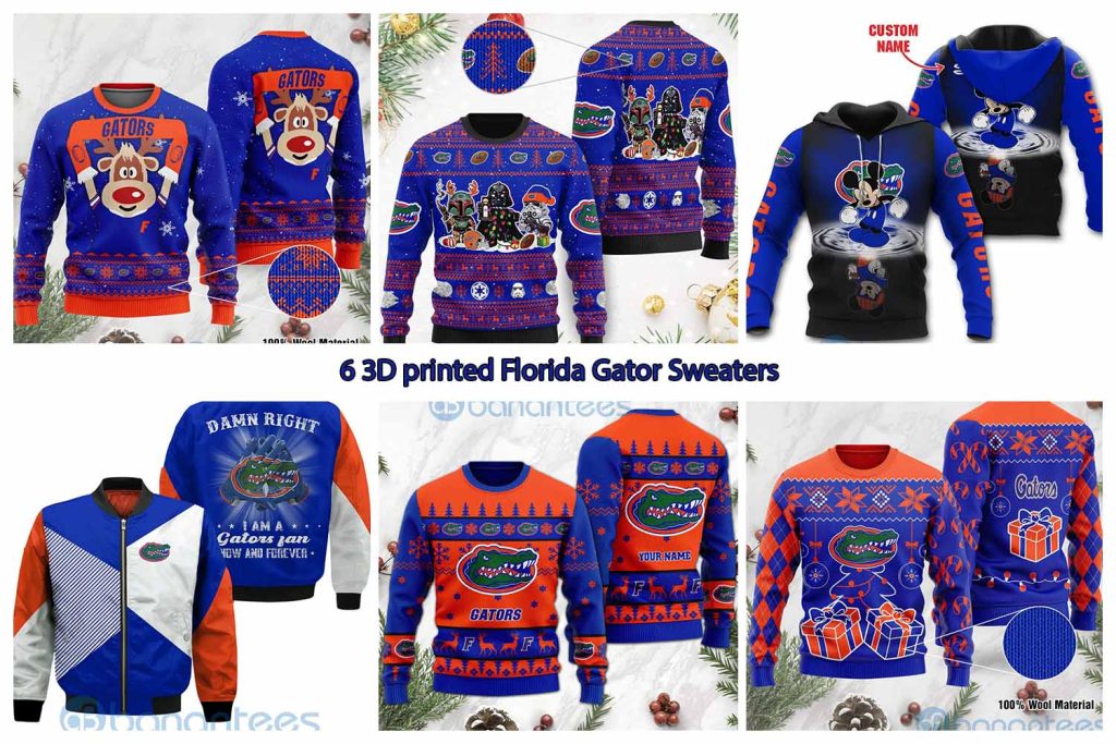 6 3D printed Florida Gator Sweaters