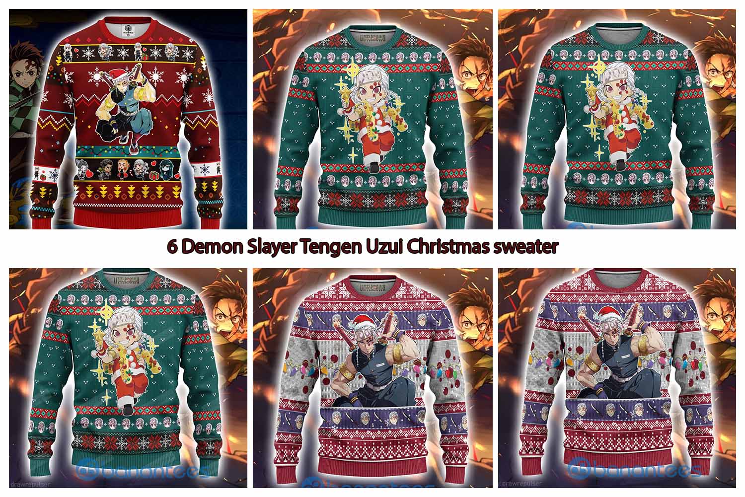 6 Demon Slayer Tengen Uzui Christmas sweater