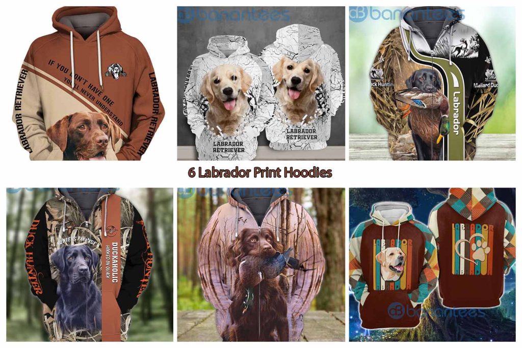 6 Labrador Print Hoodies