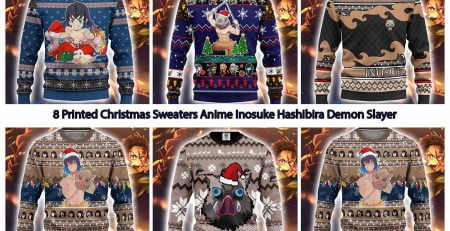 8 Printed Christmas Sweaters Anime Inosuke Hashibira Demon Slayer