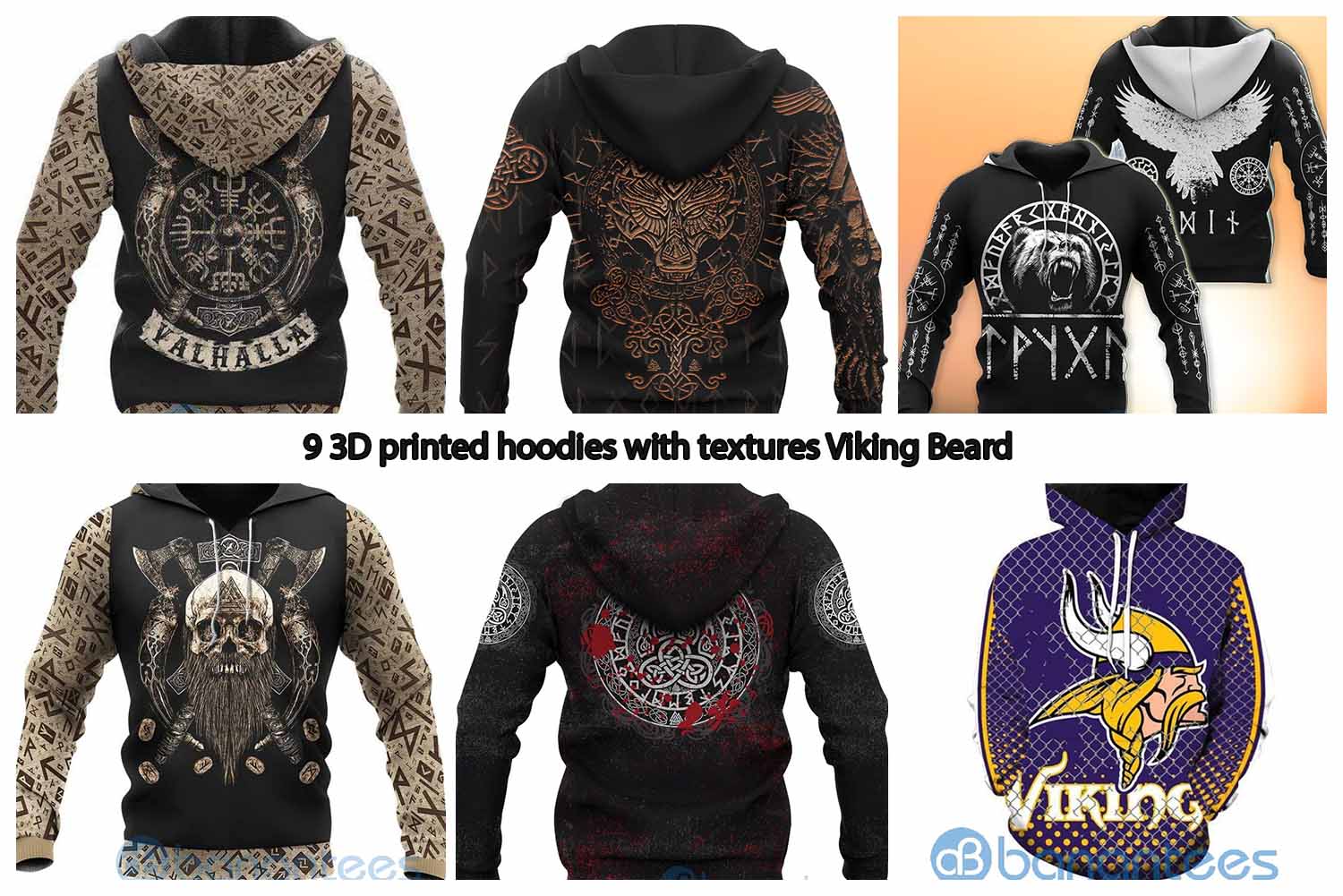 9 3D printed hoodies with textures Viking Beard