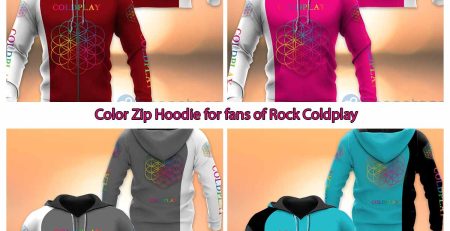 Color Zip Hoodie for fans of Rock Coldplay