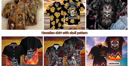 Hawaiian shirt with skull pattern