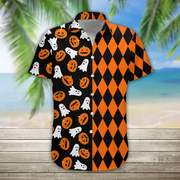 Boo And Pumpkin Cute Gift For Halloween Hawaiian Shirt Product Photo
