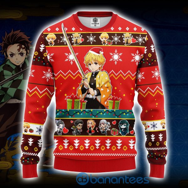 Agatsuma Zenitsu Demon Slayer Anime Ugly Christmas Sweater All Over Printed Shirt Product Photo