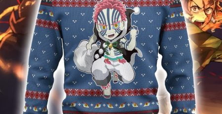 2 Akaza Demon Slayer Christmas sweaters