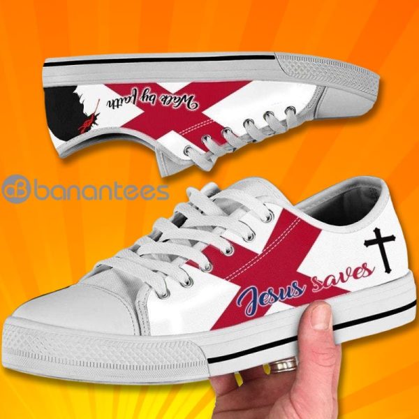Alabama Jesus Walk By Faith Lovely Design Graphic Low Top Canvas Shoes Product Photo