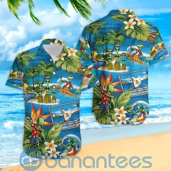 Amazing Alien Summer Tropical Hawaiian Funny Summer Aloha Shirt Product Photo