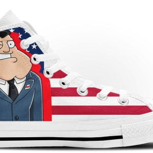 American Dad Gift For Father's Day High Top Canvas Shoes - Men's Shoes High Top - White