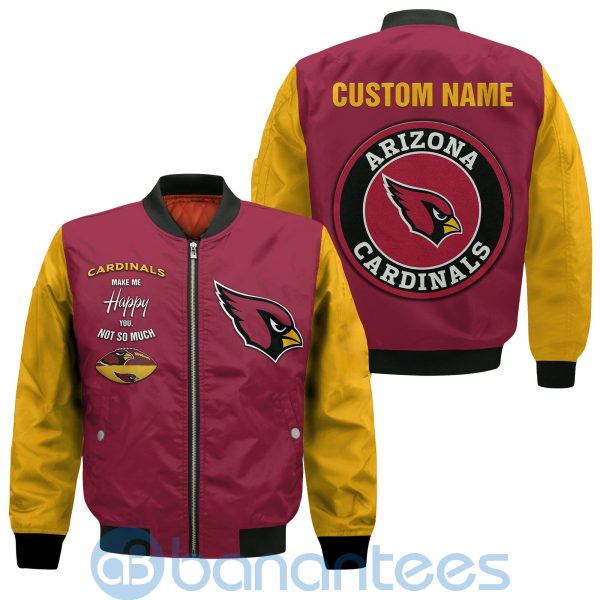 Arizona Cardinals American Football Team Logo Custom Name Yellow Bomber Jacket Product Photo