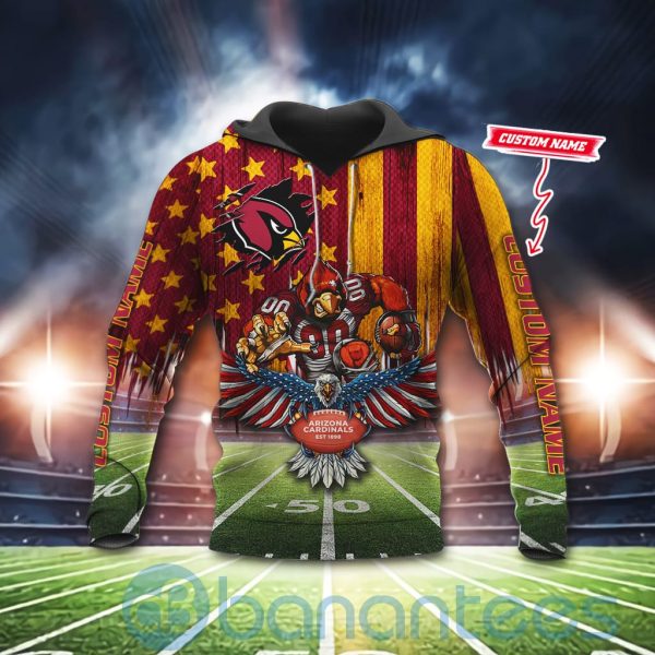 Arizona Cardinals Mascot Eagle Custom Name 3D All Over Printed Shirt Product Photo