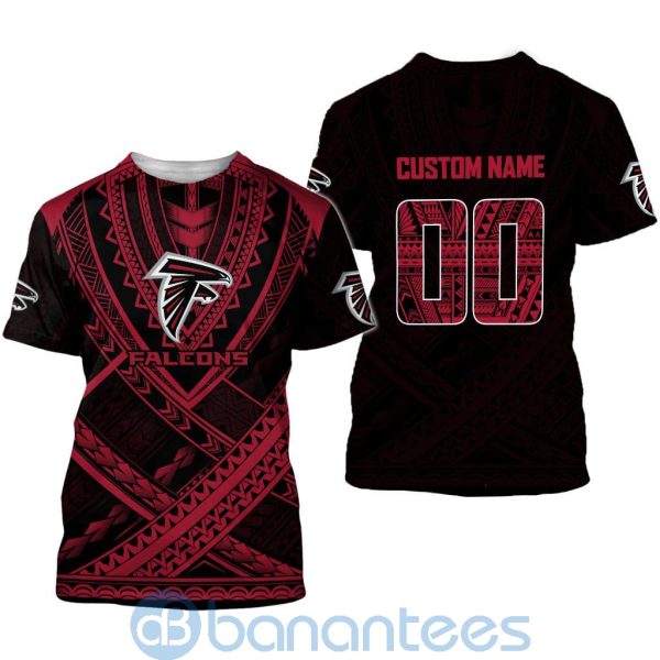 Atlanta Falcons NFL Team Logo Polynesian Pattern Custom Name Number 3D All Over Printed Shirt Product Photo