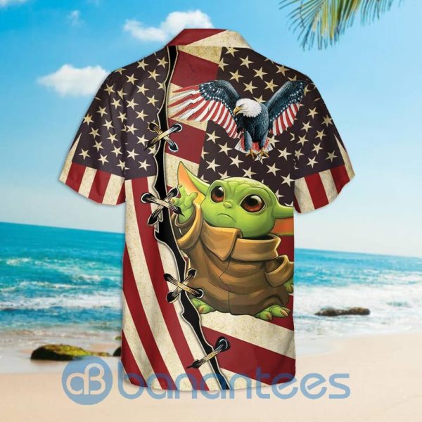 Baby Yoda American Flag Summer Hawaiian Shirt Product Photo