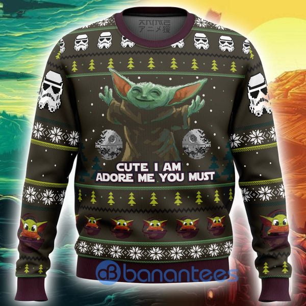 Baby Yoda Cute Mandalorion Star Wars Ugly Christmas Sweater Product Photo