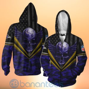 Baltimore Ravens Skull Wings 3D All Over Printed Shirt Product Photo