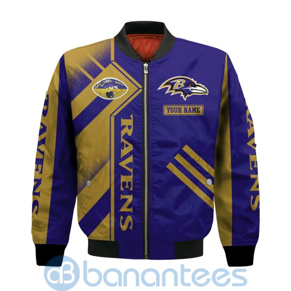 Baltimore Ravens Super Bowl Champions Custom Name Number Bomber Jacket Product Photo