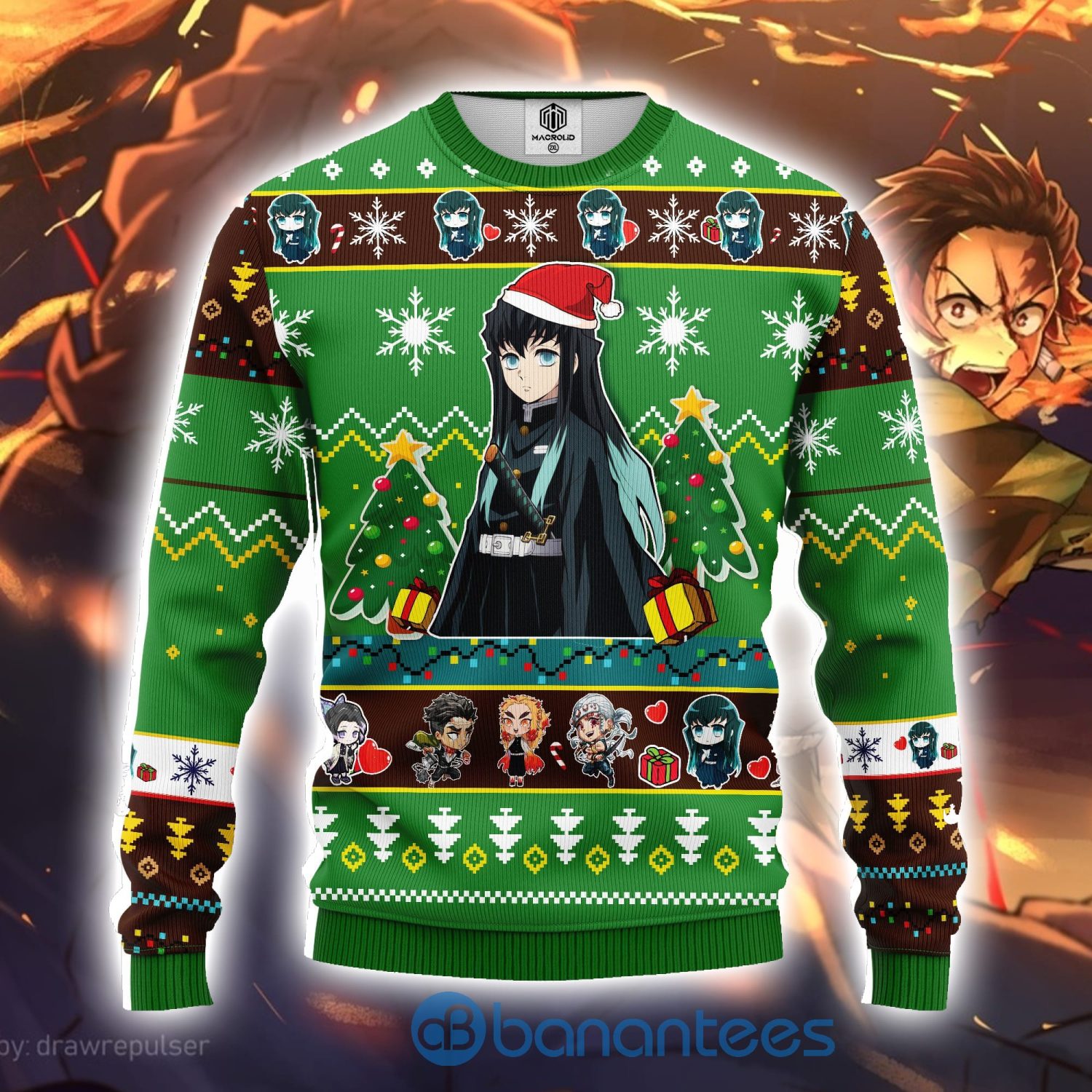 3 Demon Slayer Muichiro Tokito Christmas sweaters