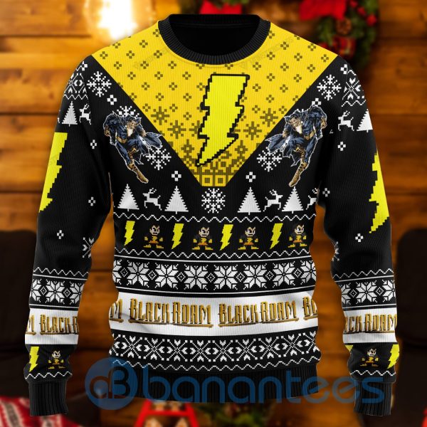 Black Adam Dc Comics All Over Printed Ugly Christmas Sweater Product Photo