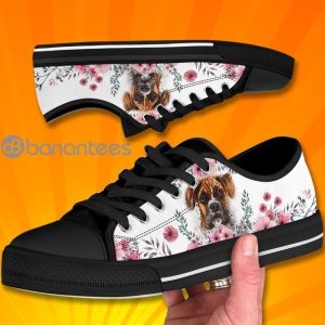 Boxer Dog Flower Lovely Design Graphic Low Top Canvas Shoes Product Photo