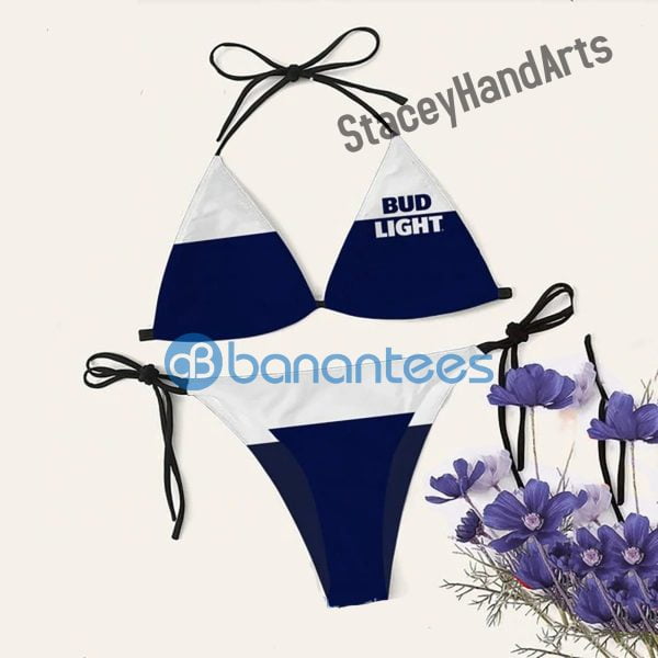 Bud Light Dark Blue Waisted String Bikini Summer Set Product Photo
