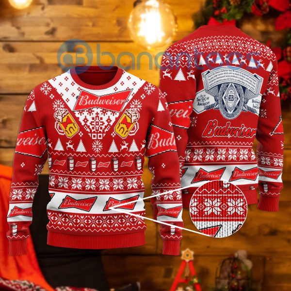 Budweiser Beer All Over Printed Ugly Christmas Sweater Product Photo
