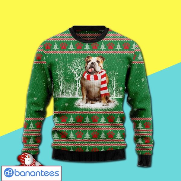 Bulldog Winter Tree Awesome All Over Print 3D Ugly Sweater Product Photo