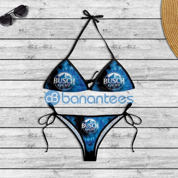 Busch Light Tie Dye Blue String Bikini Summer Set Swimsuit for Beer lover Product Photo