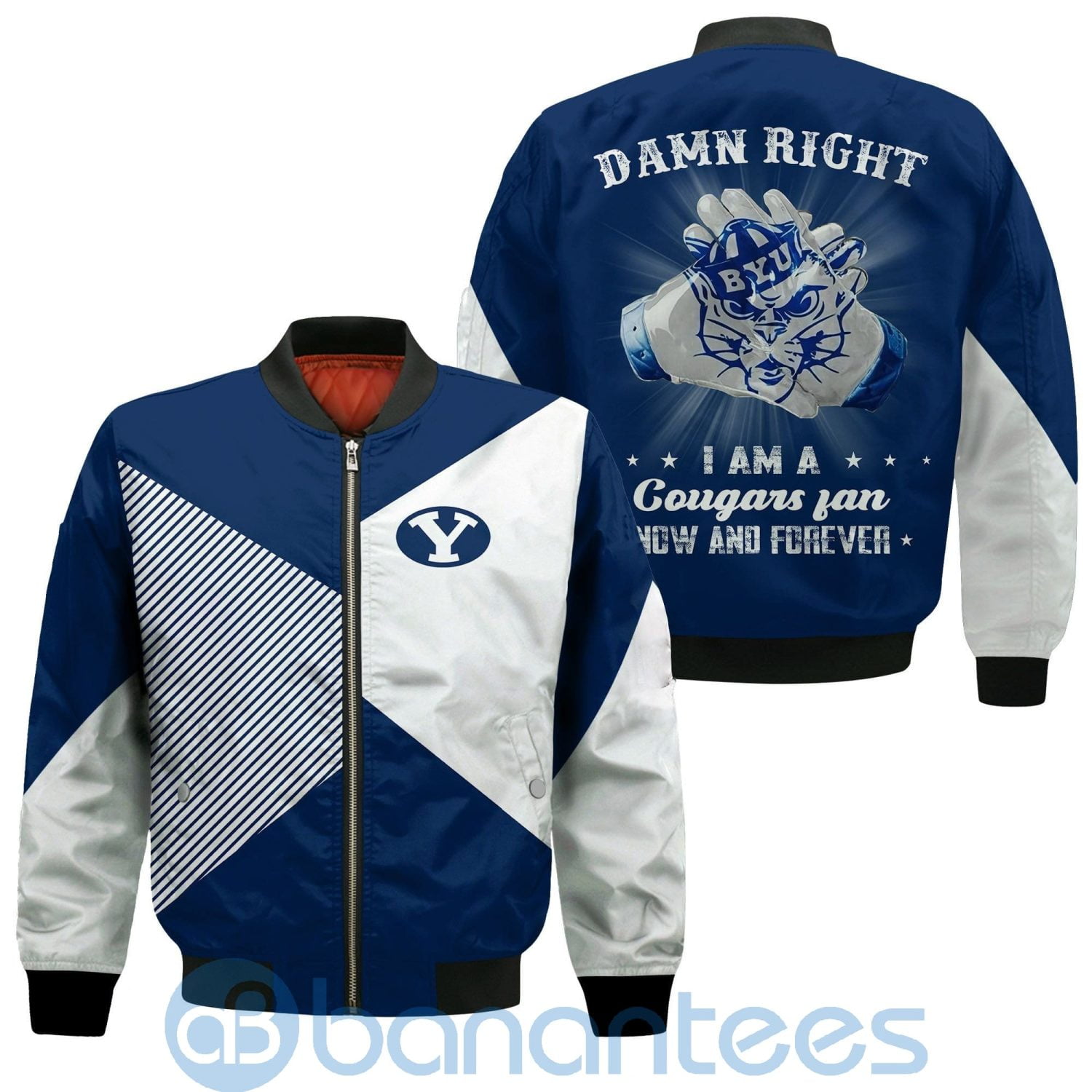 BYU Cougars Damn Right I Am Cougars Fan Now And Forever Bomber Jacket