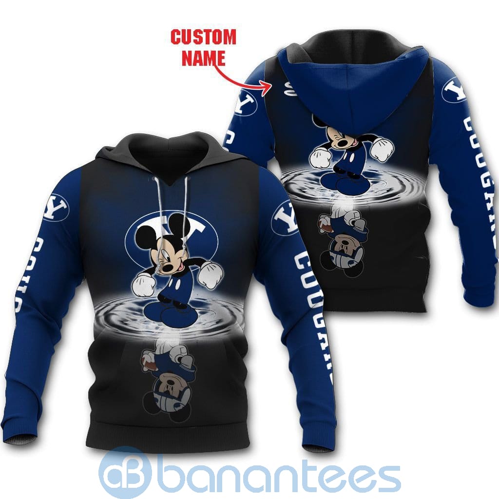 BYU Cougars Disney Mickey Mouse In Water Custom Name 3D All Over Printed Shirt
