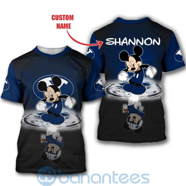 BYU Cougars Disney Mickey Mouse In Water Custom Name 3D All Over Printed Shirt Product Photo