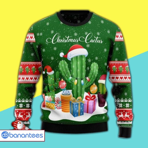Cactus With Lots Of Gifts Awesome Ugly Christmas Sweater 3D Shirt Product Photo