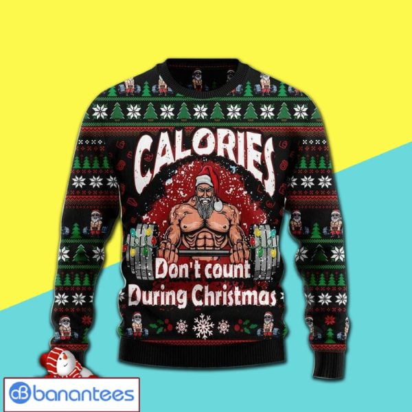 Calories Don't Count During Christmas Awesome All Over Print Ugly Christmas Sweater Product Photo