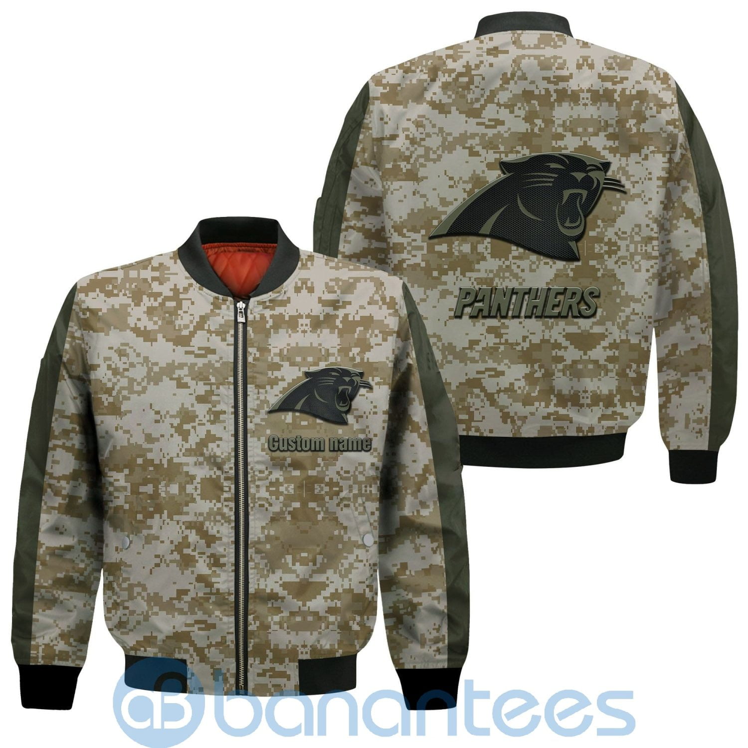 Carolina Panthers American Football Team Logo Camouflage Custom Name Bomber Jacket