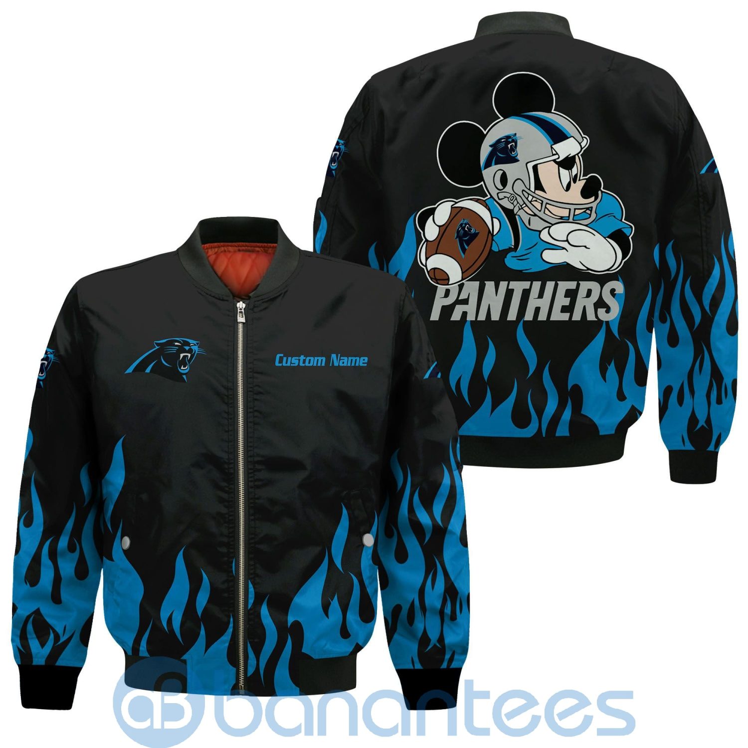 Carolina Panthers Football Team Logo Disney Mickey Custom Name Bomber Jacket
