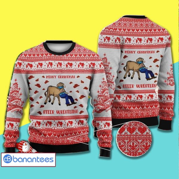 Christmas Day's The Farmer And The Cow Full Print Ugly Christmas Sweater Product Photo