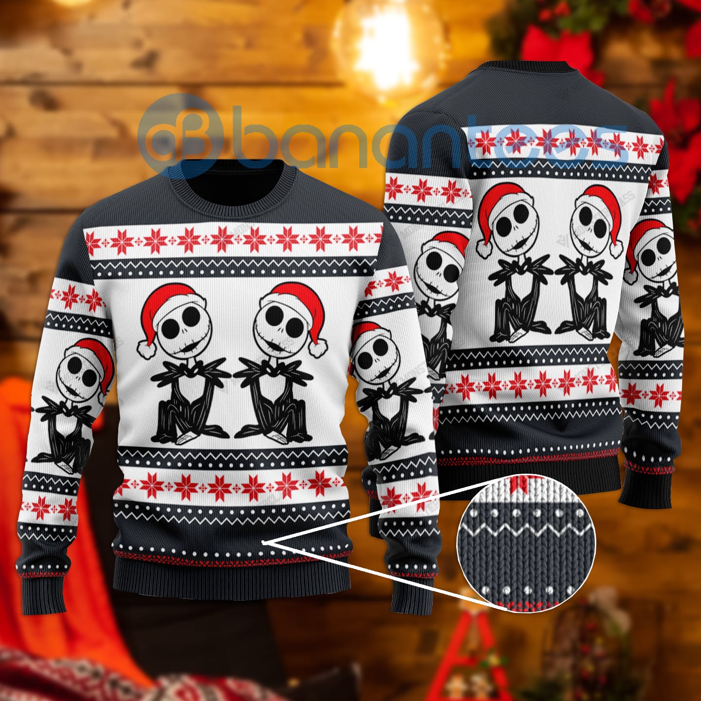 Christmas Jack Skellington Halloween All Over Printed Ugly Christmas Sweater