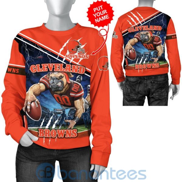 Cleveland Browns Mascot Catching Ball Custom Name 3D All Over Printed Shirt Product Photo