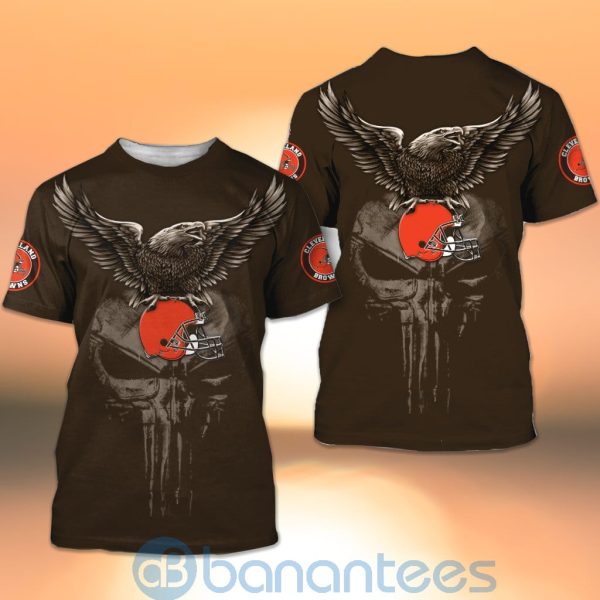 Cleveland Browns NFL Logo Eagle Skull 3D All Over Printed Shirt Product Photo