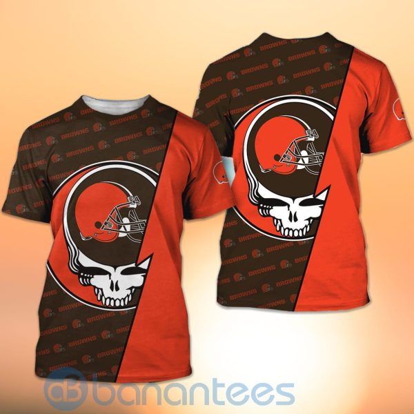 Cleveland Browns NFL Team Logo Grateful Dead Design 3D All Over Printed Shirt Product Photo