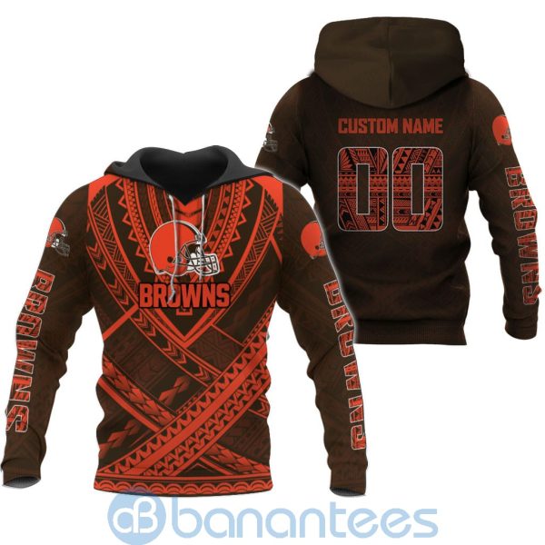 Cleveland Browns NFL Team Logo Polynesian Pattern Custom Name Number 3D All Over Printed Shirt Product Photo
