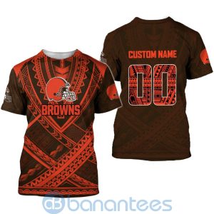 Cleveland Browns NFL Team Logo Polynesian Pattern Custom Name Number 3D All Over Printed Shirt Product Photo