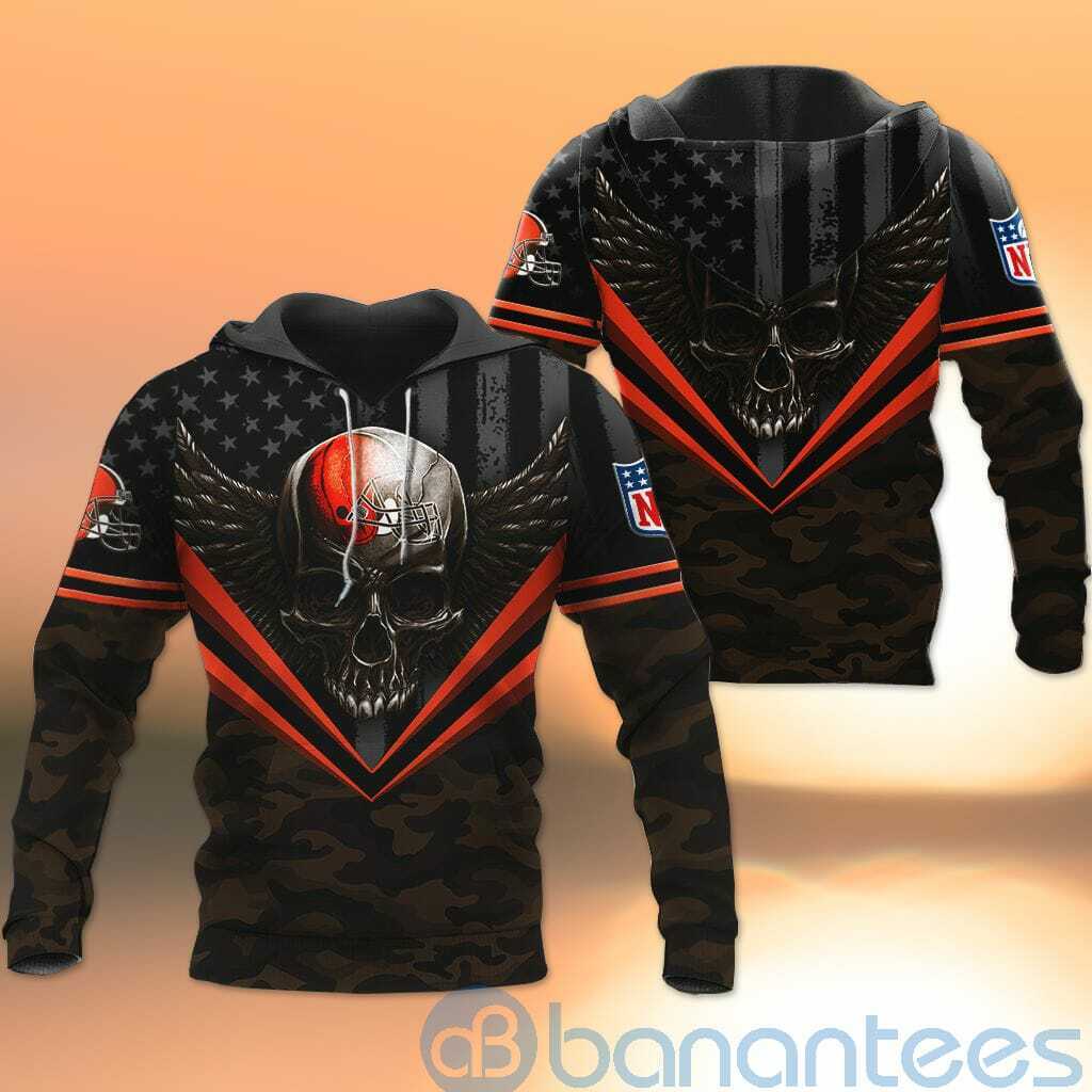 Cleveland Browns Skull Wings 3D All Over Printed Shirt