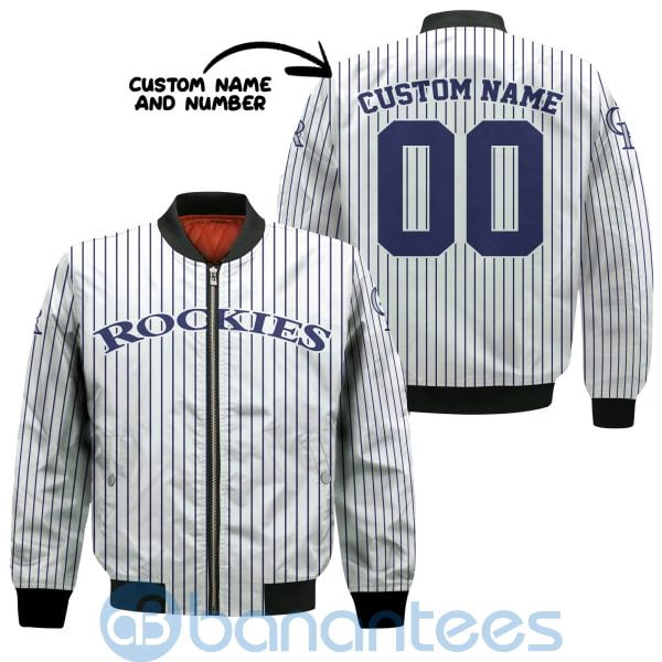 Colorado Rockies Stripes Custom Name Number Bomber Jacket Product Photo