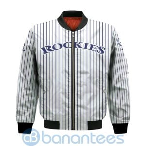 Colorado Rockies Stripes Custom Name Number Bomber Jacket Product Photo
