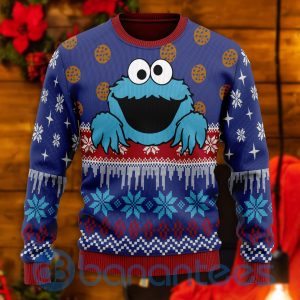 Cookie Monster All Over Printed Ugly Christmas Sweater Product Photo