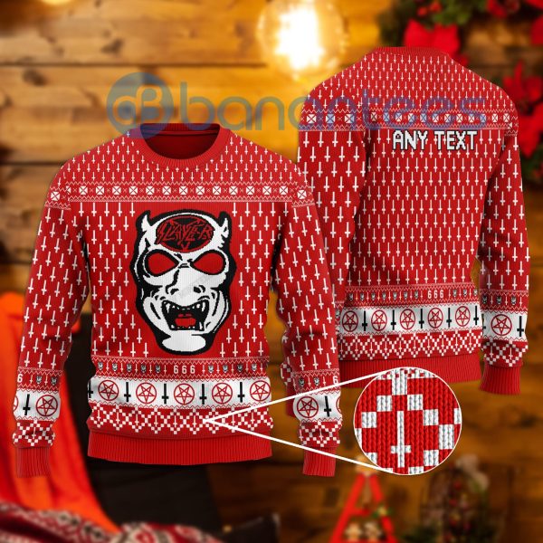 Custom Text Slayer All Over Printed Ugly Christmas Sweater Product Photo